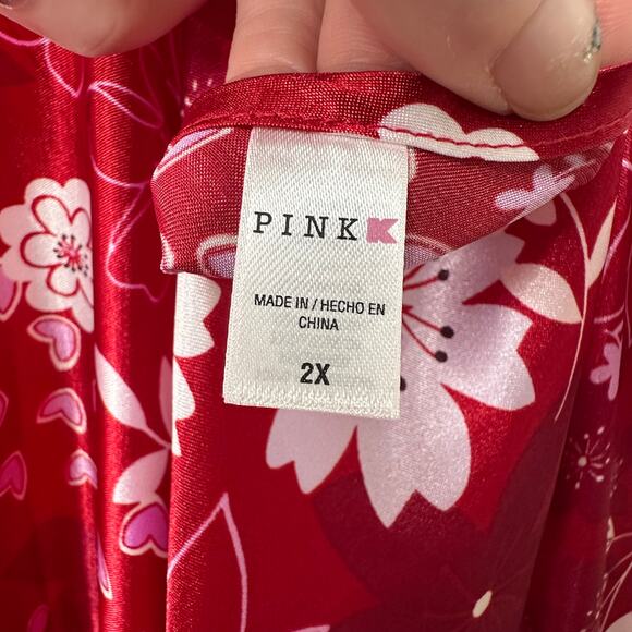 2X Victorias Secret PINK Red Satin Floral Heart Slip Dress Coquette Romantic Y2K - Picture 5 of 6